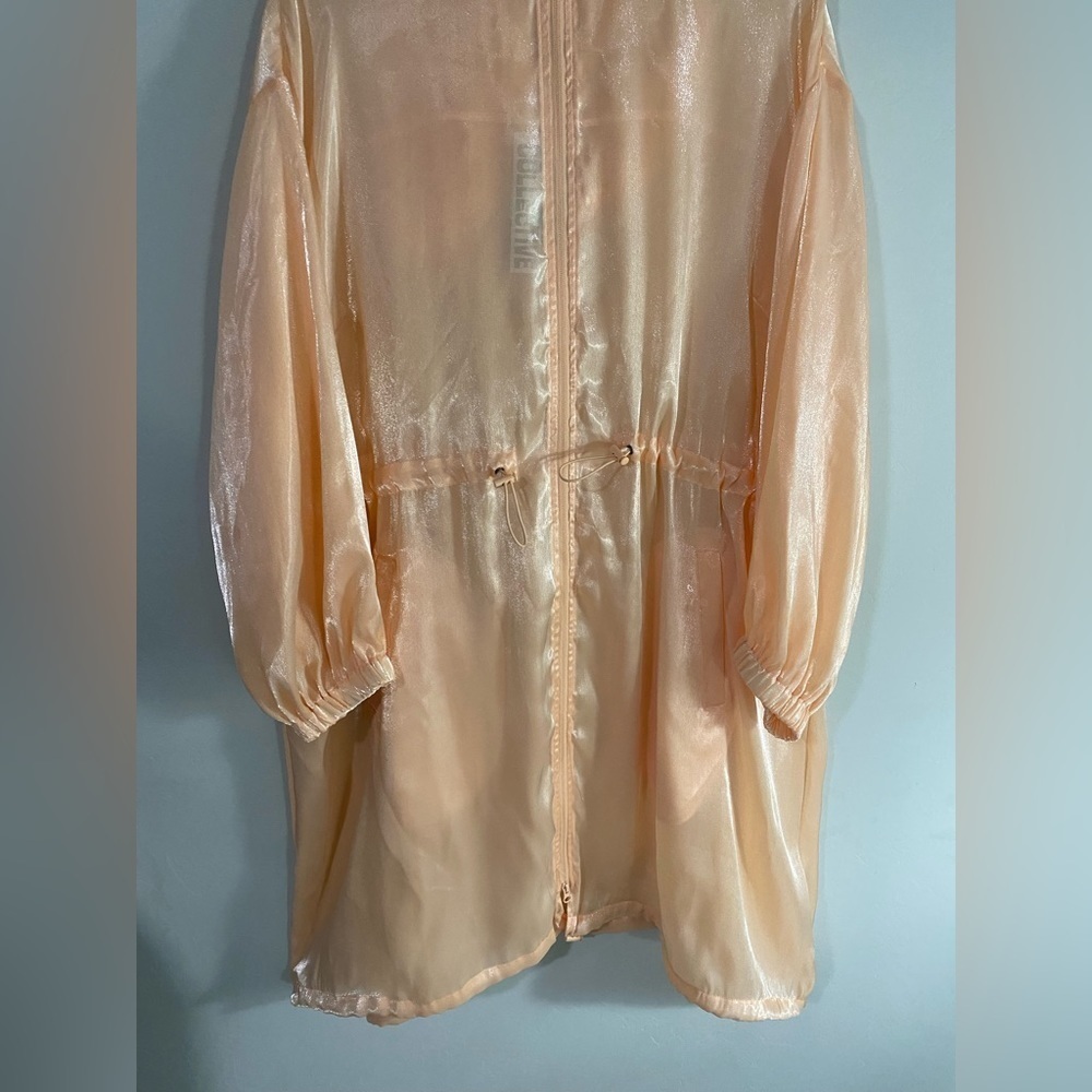 Future Collective - Peach Cinched Waist Hooded Parka Organza Jacket - Picture 7 of 14